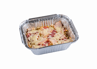 Горячая паста с цыпленком и беконом